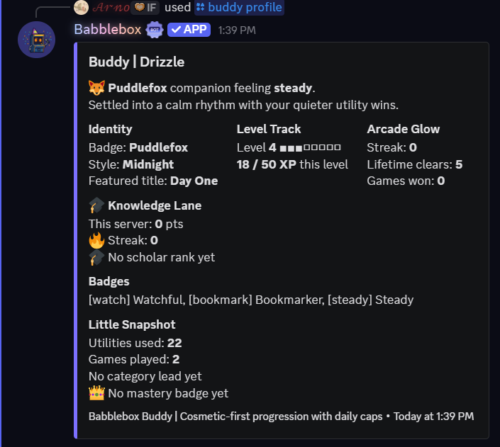 Babblebox Buddy and profile example